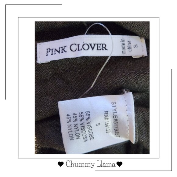 Pink Clover Olive Green Open-Front Cardigan – Soft Lightweight Knit, Size S - Picture 3 of 3